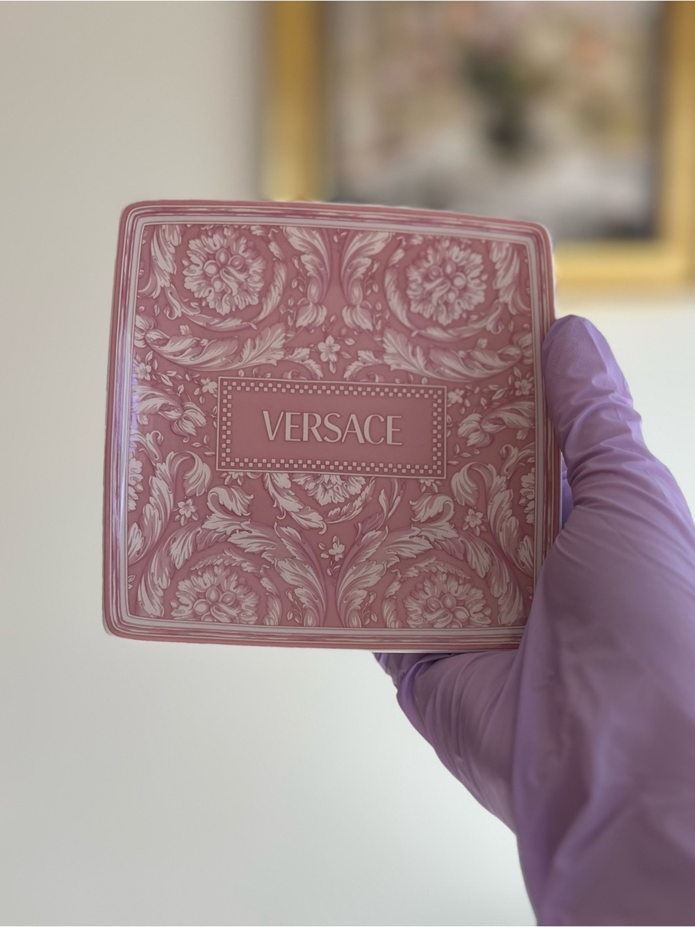 VERSACE x Rosenthal Borocco Rose Pink Baroque Ceramic Tray - Picture 4 of 6